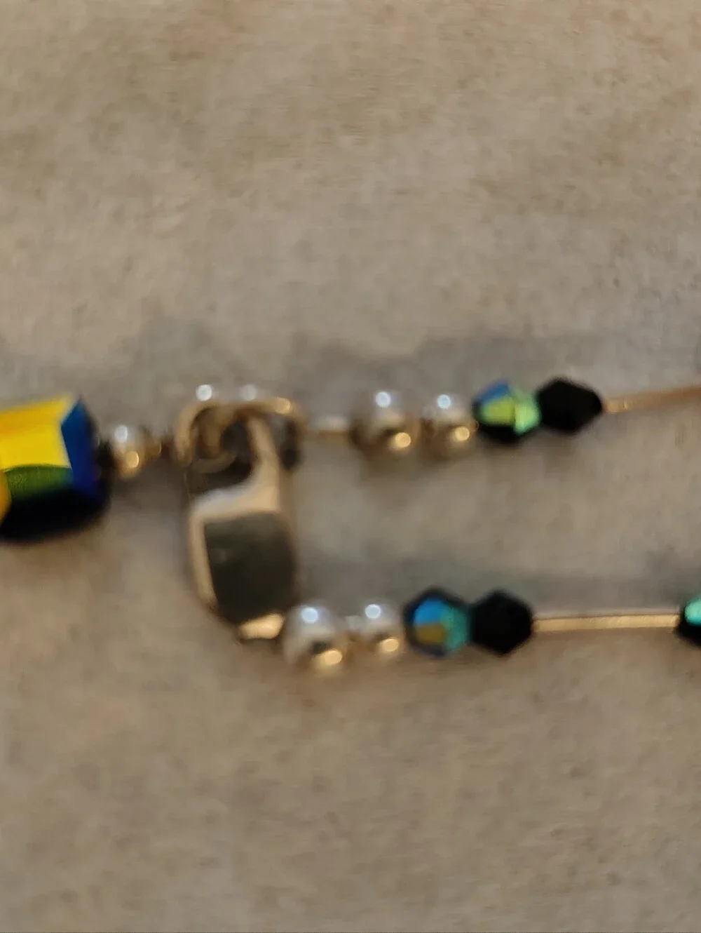 Black and Iridescent Beaded Women's Choker Sterling silver 925